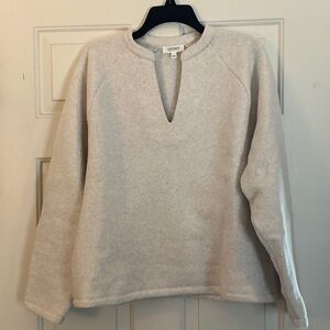 Haven Well Within Comfort Fleece Notch Neck Pullover Oatmeal size Large